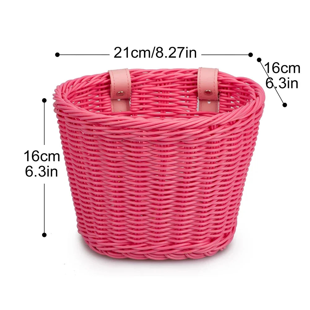 Bicycle Basket Rattan Wicker Bike Front Basket for Small Dogs Cats
