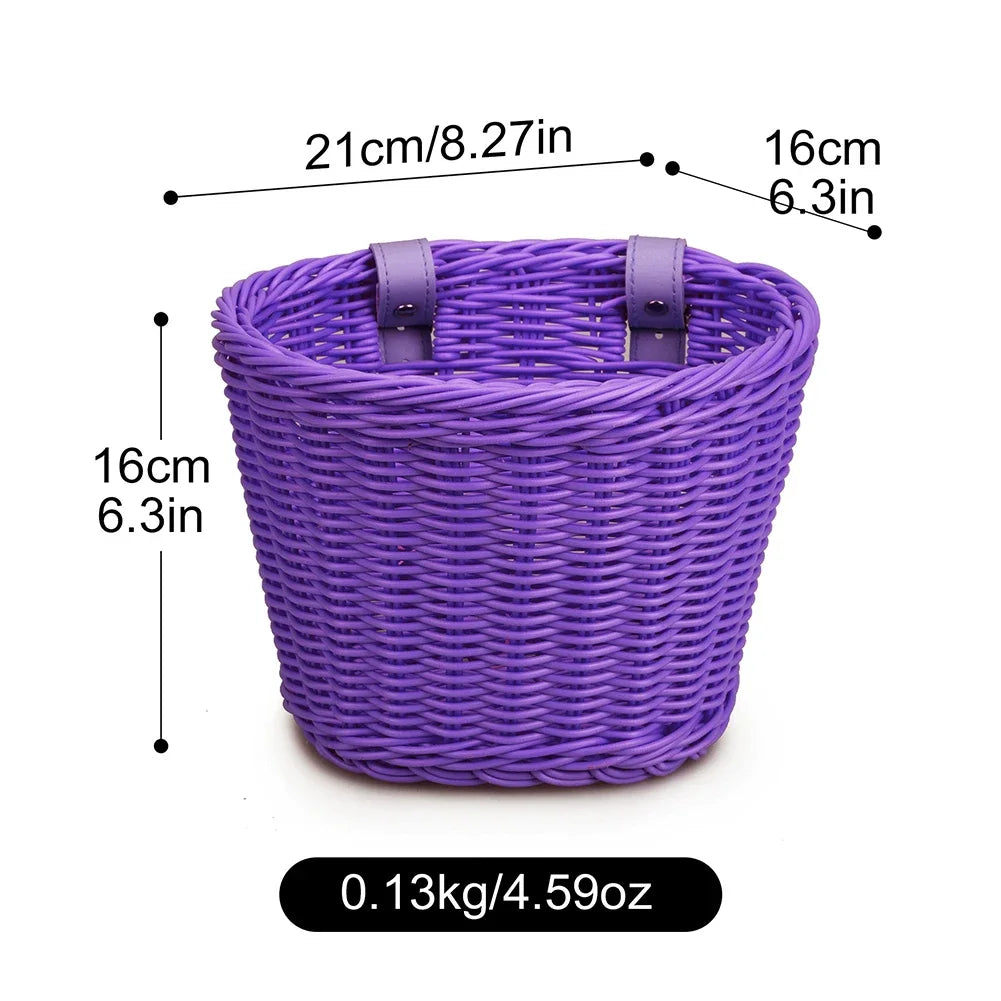 Bicycle Basket Rattan Wicker Bike Front Basket for Small Dogs Cats
