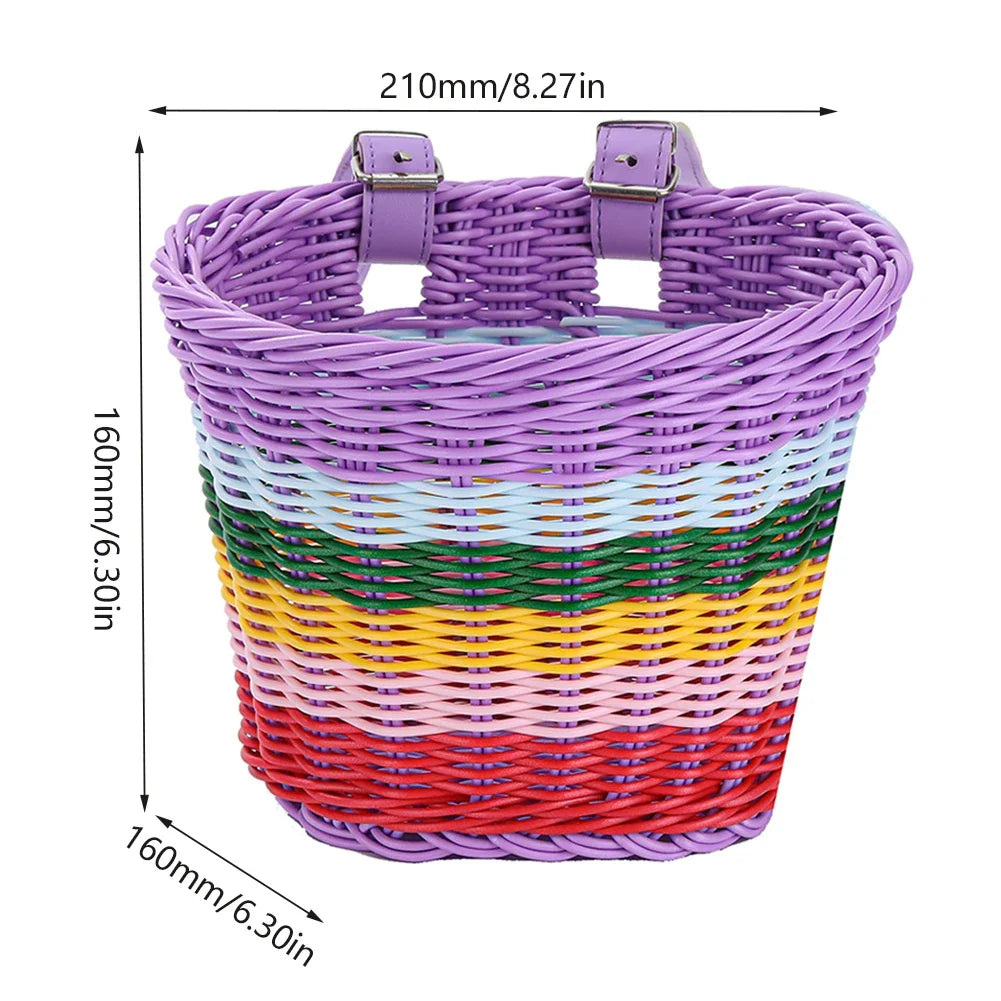 Bicycle Basket Rattan Wicker Bike Front Basket for Small Dogs Cats