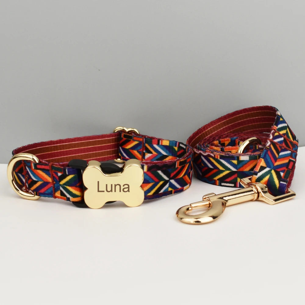 Custom Engraved Ethnic Style Dog Collar