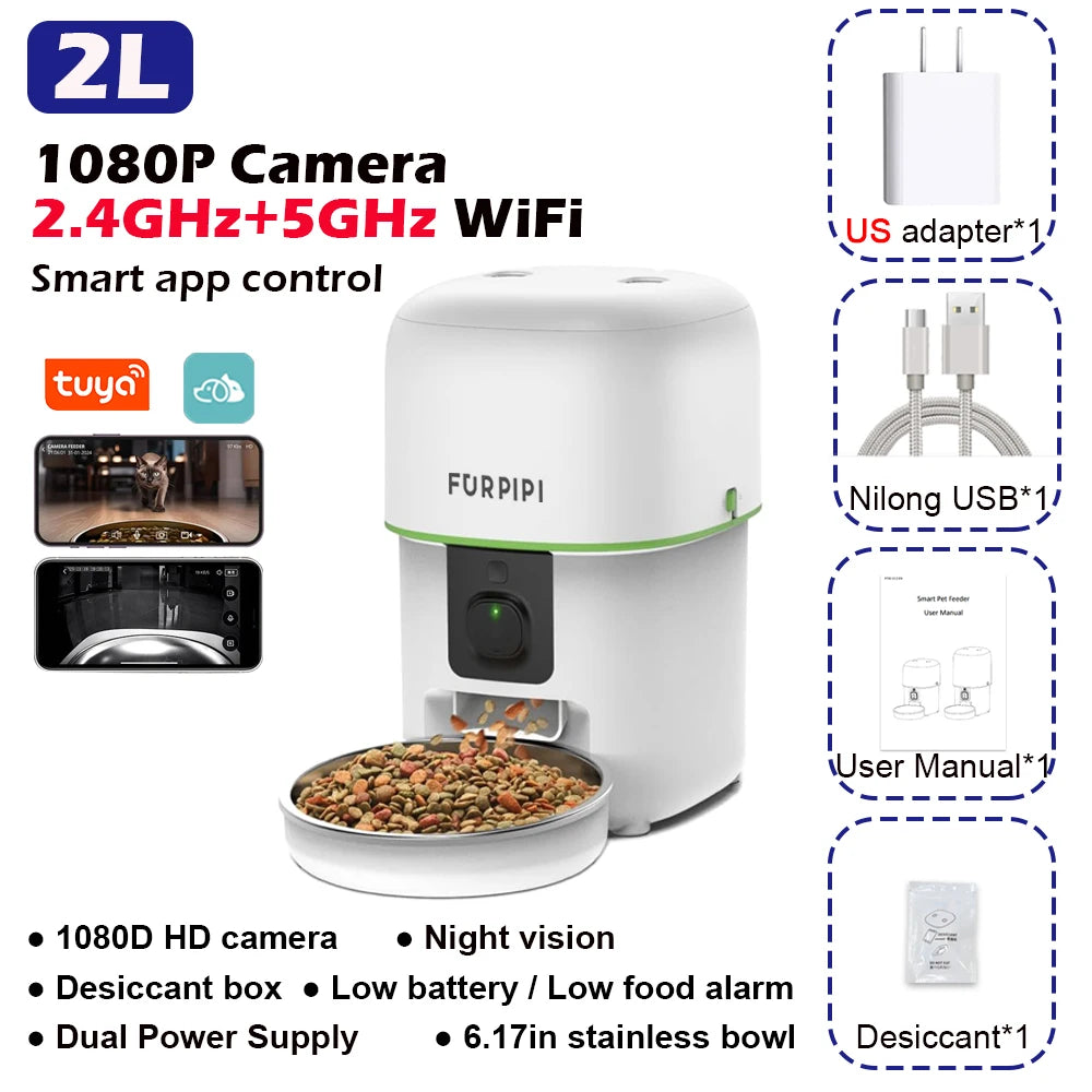 HD Camera Automatic Dog And Cat Feeder with 5GWiFi