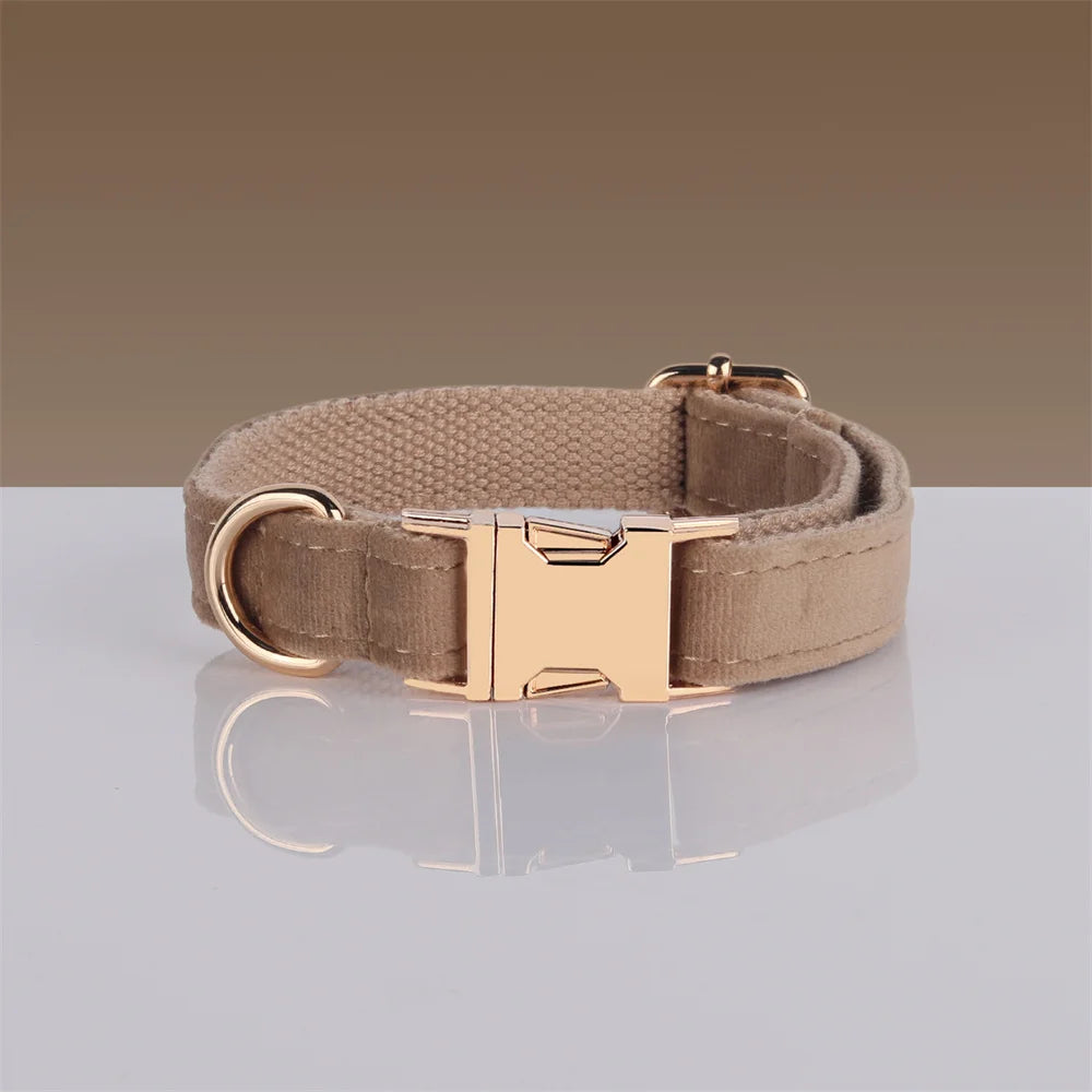 Light Coffee Velvet Harness for Dogs Personalized