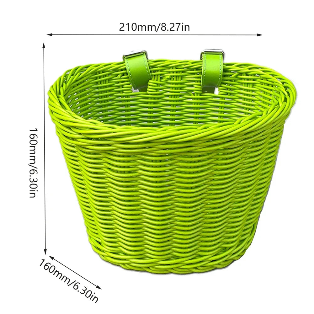 Bicycle Basket Rattan Wicker Bike Front Basket for Small Dogs Cats