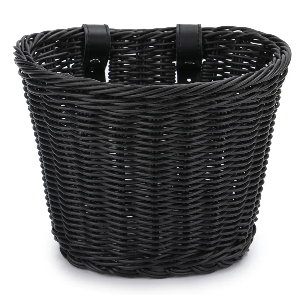 Bicycle Basket Rattan Wicker Bike Front Basket for Small Dogs Cats