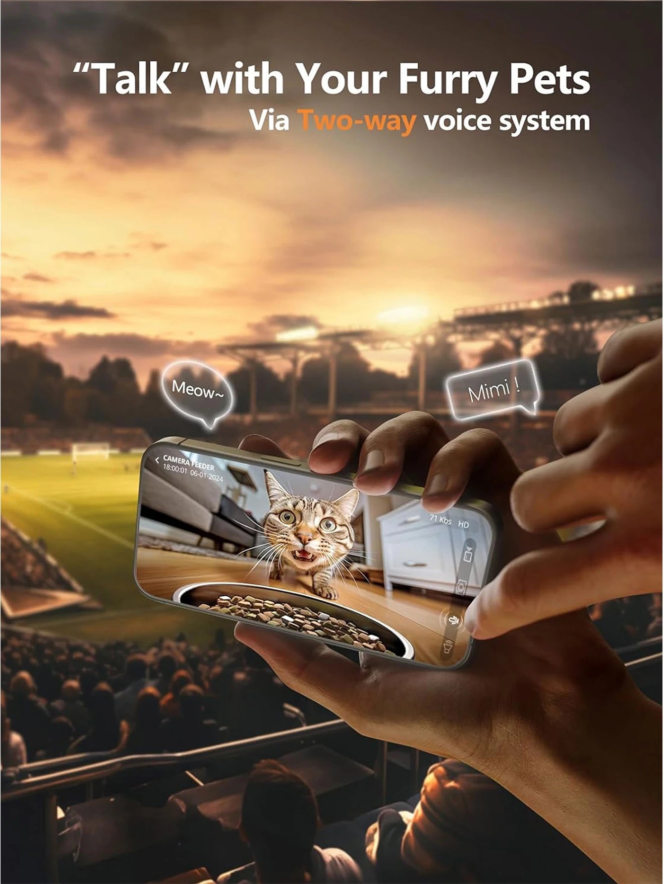 HD Camera Automatic Dog And Cat Feeder with 5GWiFi