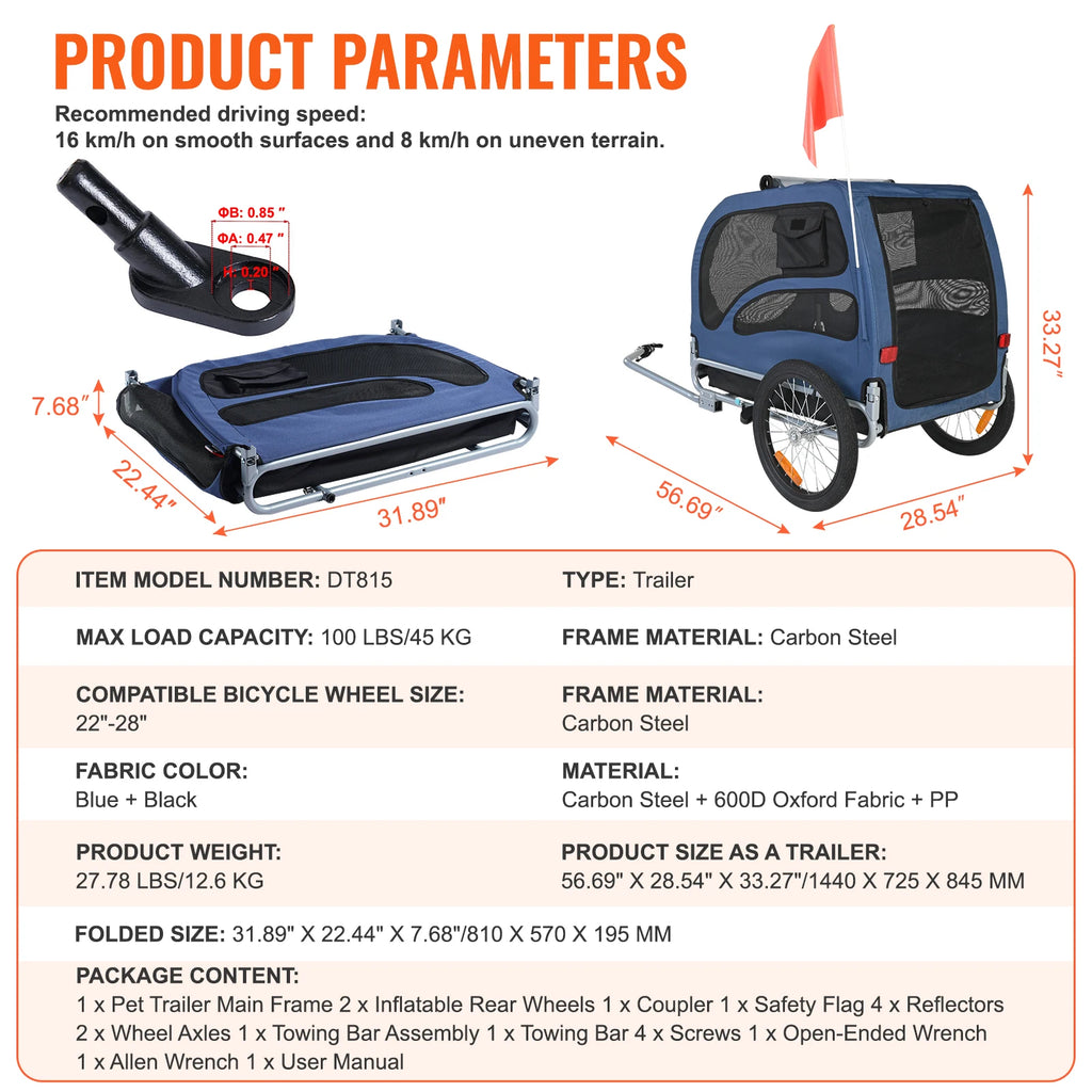Dog Bike Trailer with Coupler