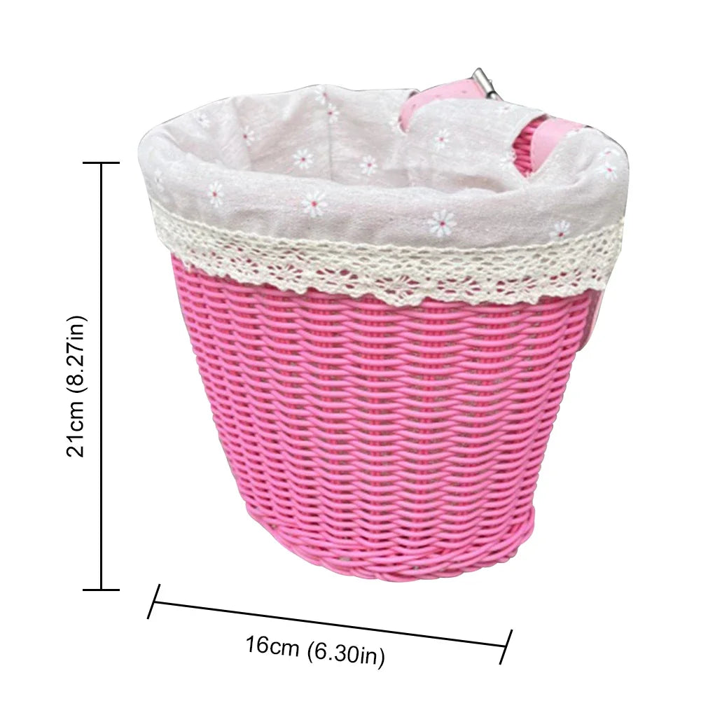 Bicycle Basket Rattan Wicker Bike Front Basket for Small Dogs Cats