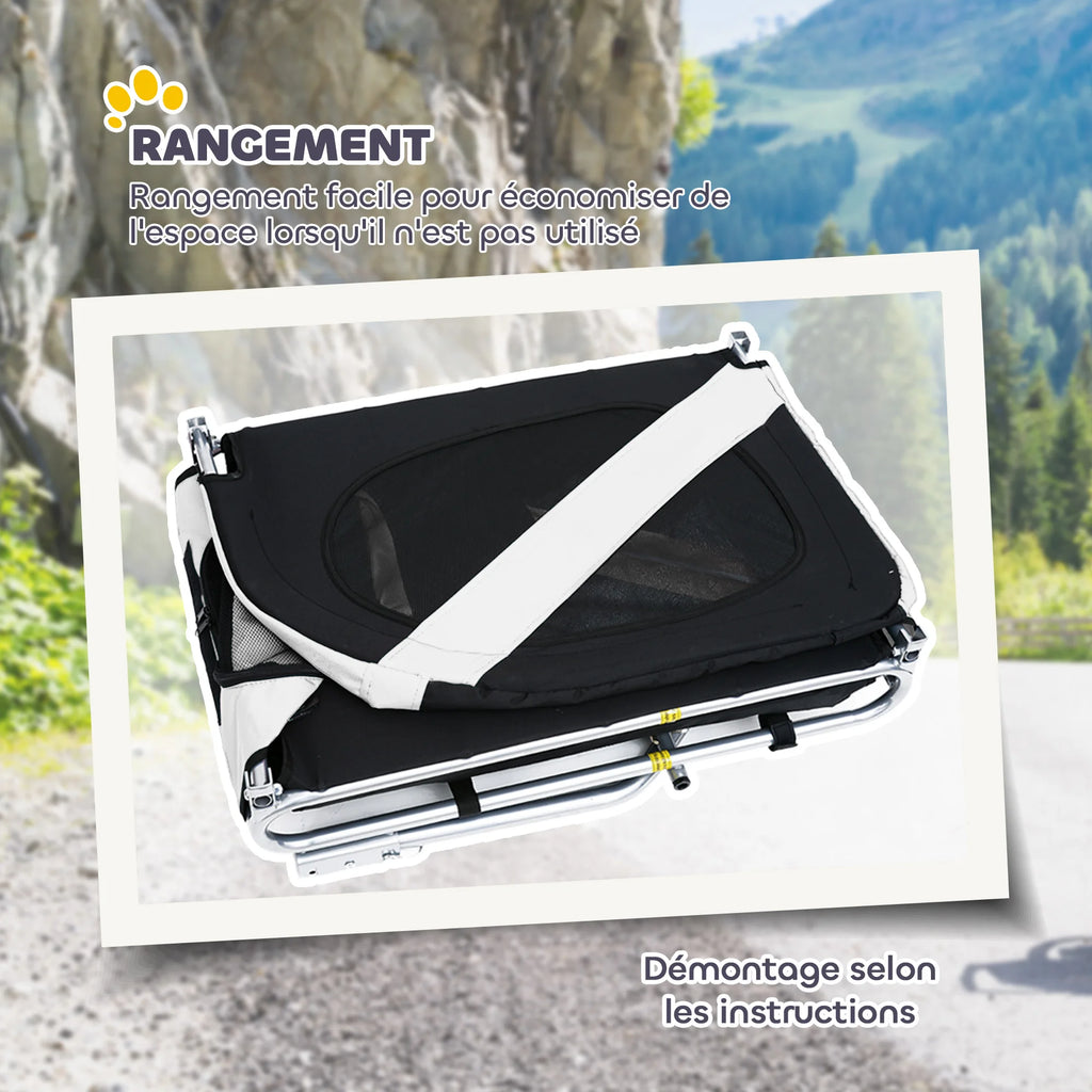 HOMCOM velo trailer for dog animals with flag  white and black reflectors