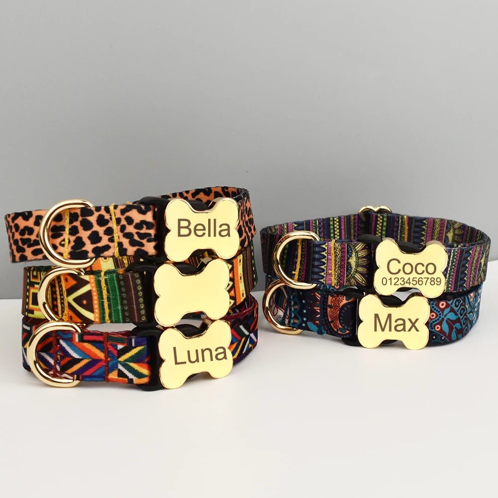 Custom Engraved Ethnic Style Dog Collar