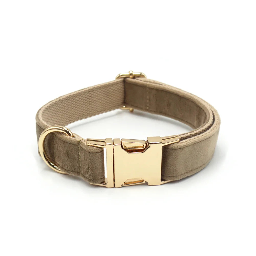 Light Coffee Velvet Harness for Dogs Personalized