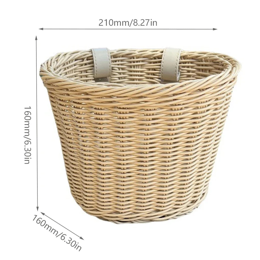 Bicycle Basket Rattan Wicker Bike Front Basket for Small Dogs Cats