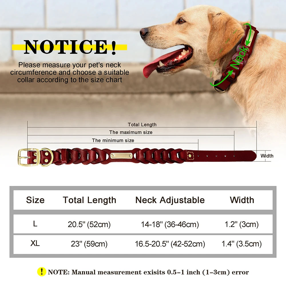 Genuine  Dog Collar Personalized Pet ID