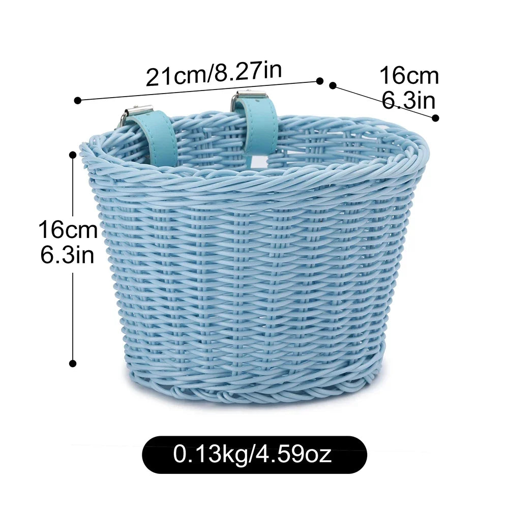 Bicycle Basket Rattan Wicker Bike Front Basket for Small Dogs Cats