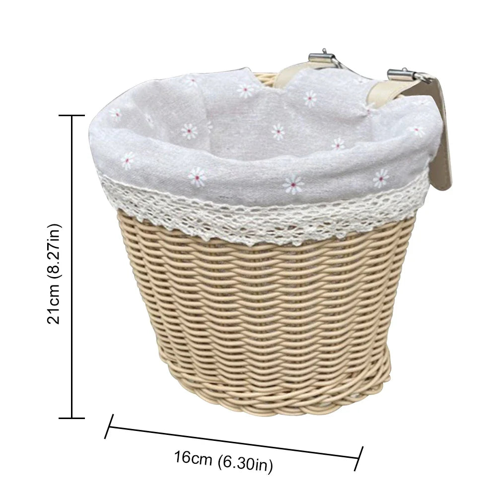 Bicycle Basket Rattan Wicker Bike Front Basket for Small Dogs Cats