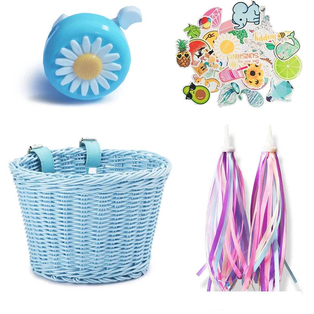 Bicycle Basket Rattan Wicker Bike Front Basket for Small Dogs Cats