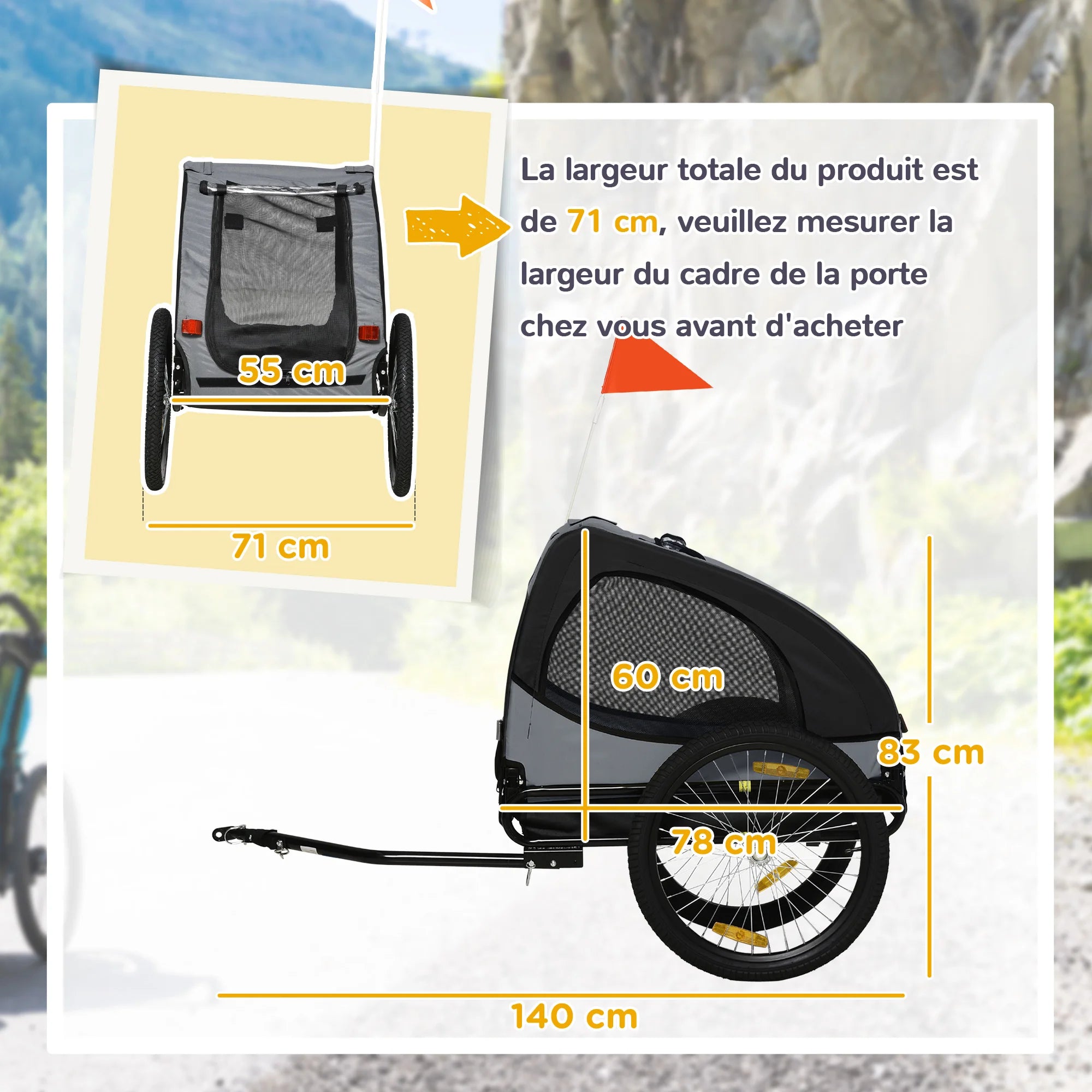 PawHut bike trailer for dog with steel frame