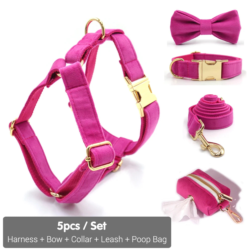 Fuchsia Velvet Personalized Dog Collar