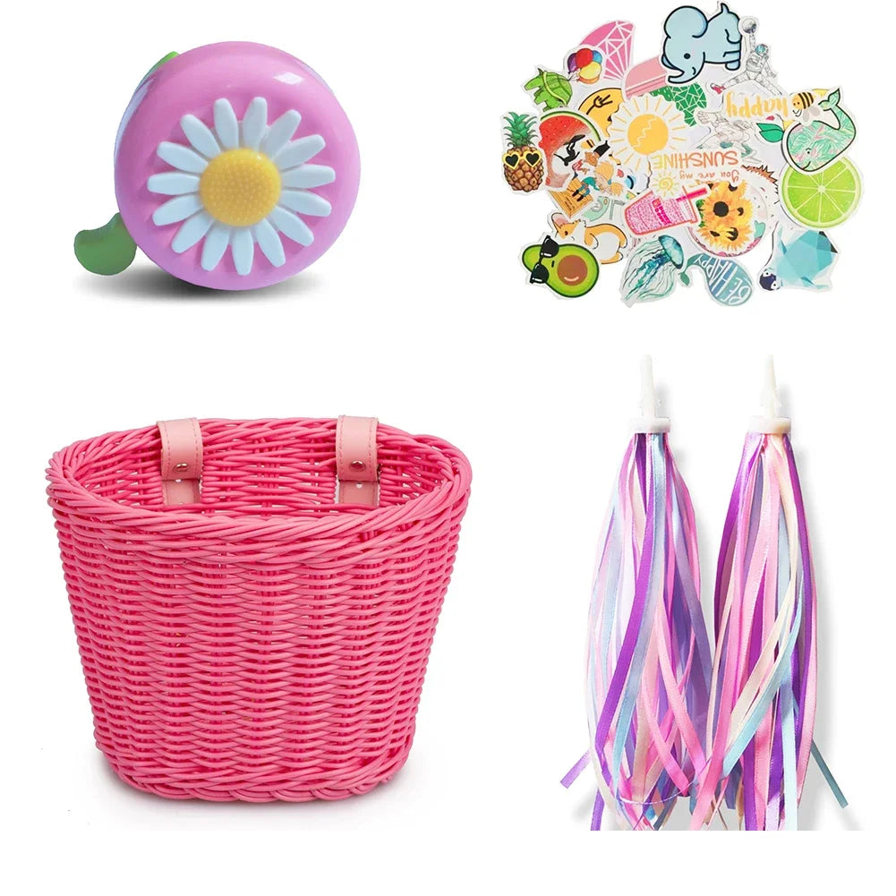 Bicycle Basket Rattan Wicker Bike Front Basket for Small Dogs Cats