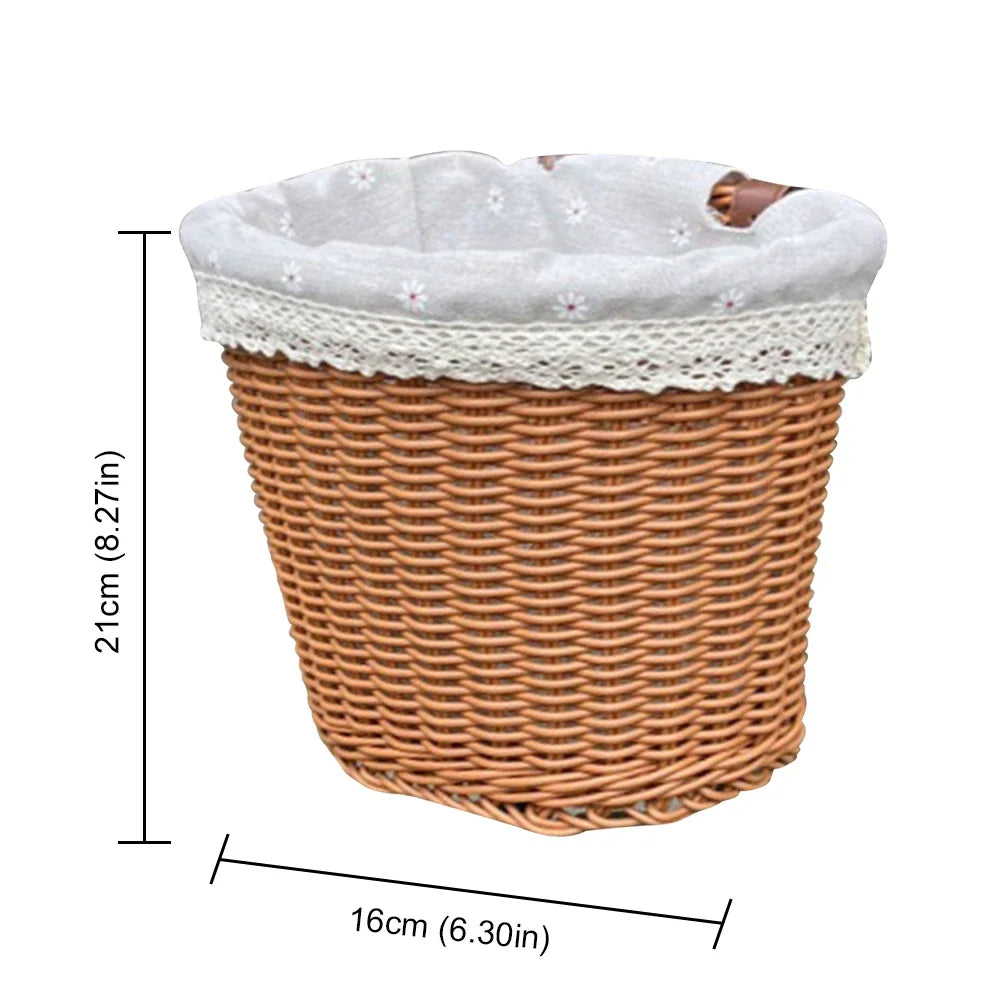 Bicycle Basket Rattan Wicker Bike Front Basket for Small Dogs Cats
