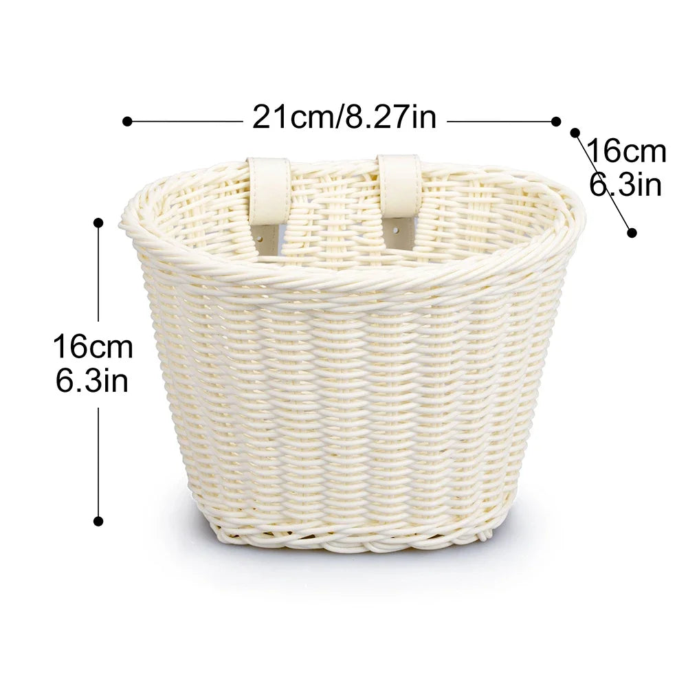 Bicycle Basket Rattan Wicker Bike Front Basket for Small Dogs Cats